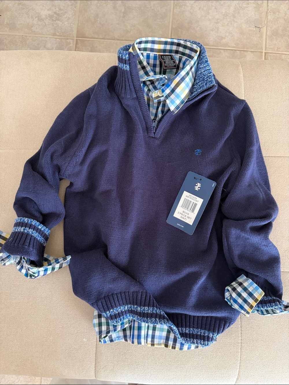Izod Navy Blue Quarter-Zip Sweater